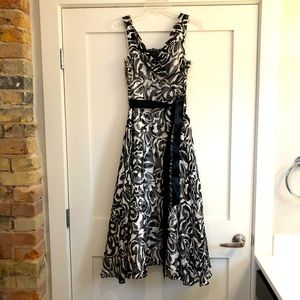 Black & White Mid-Calf Cocktail Dress